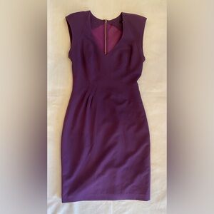 Black Halo Two-Tone Purple MIDI Dress with Sheer Mesh Back